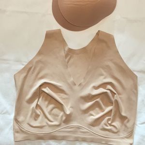 TRUE & Co Nude Full Cup Racerback Bra size XL w/ pads